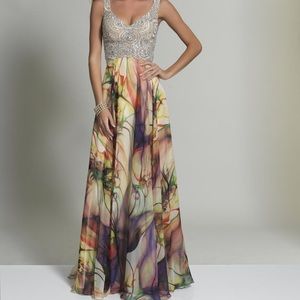 Dave and Johnny hand beaded gown